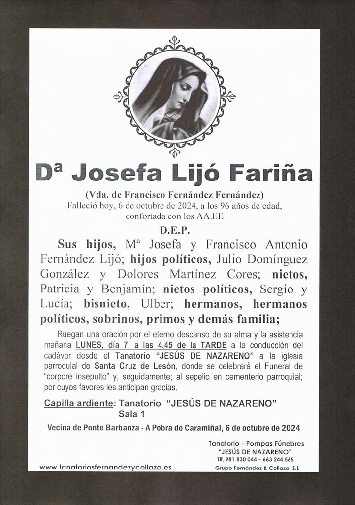 Foto principal Dª Josefa Lijó Fariña 