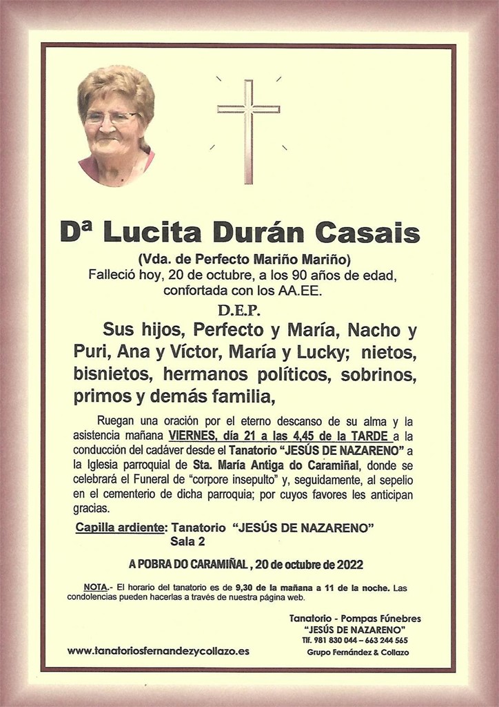 Foto principal Dª LUCITA DURÁN CASAIS