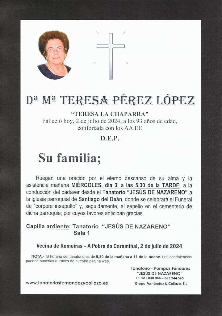 Dª Mª Teresa Pérez López