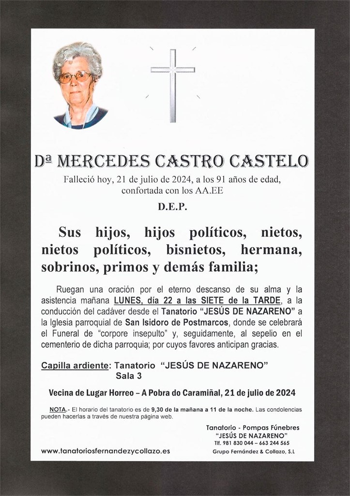 Dª Mercedes Castro Castelo